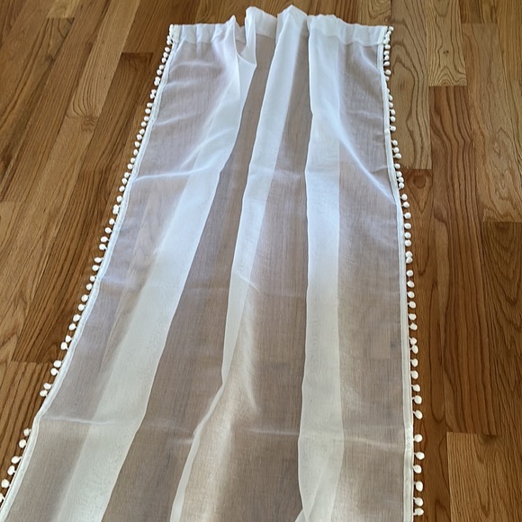 Pom Pom Tasseled Sheer Curtain Panels - Picture 2 of 3